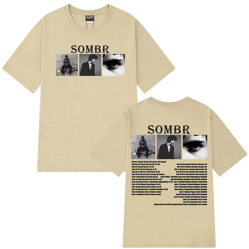 Sombr Merch Футболка с принтом Тур 2026 Мужская Женская Хип-хоп Футболка Модная Одежда Летние Футболки с коротким рукавом Повседневные Футболки Стритвир