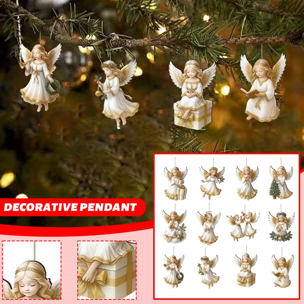 12 штук Викторианские ангелы Деревянные подвесные украшения для праздничного декора