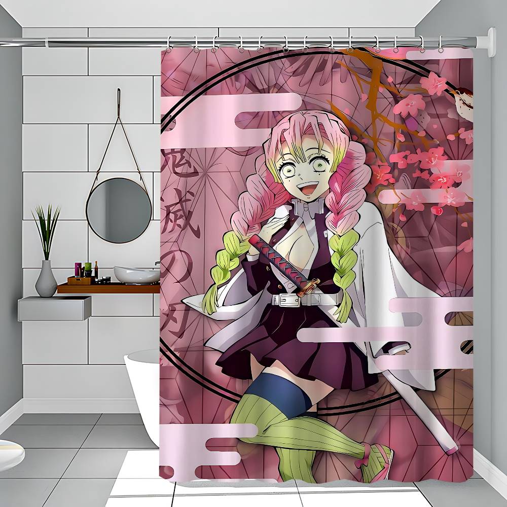 Mitsuri Kanroji Bathroom Shower Curtain Shielding Partition Shower Curtain Quick Dry Can Be Scrubable Light Opaque Bath