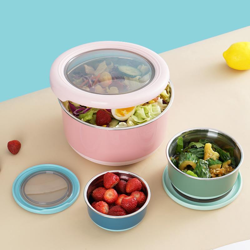 Baby Sealed Stainless Steel Bento Lunch Box - Anti-slip Round Noodle Bowl