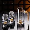 Creative Crystal Whiskey Glass Decanter with Built-In Gold Montain | Mini Wine Cup & Dispenser