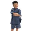 Komeshichi Jinbei Shijira Weave Linen Blend with Drawstring Bag Boys Kids Clothes [Yoneshichi] Children's [Blue/120 Size]