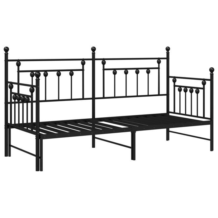 VidaXL Daybed with Trundle Bed Black 80x200 Cm Steel 42002664
