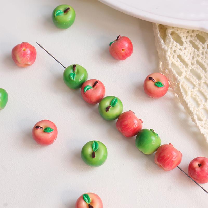 New 5/10Pcs Art Supplies Cute Simulation 3D Fruit Resin Loose Beads Handmade DIY Mobile Phone Chain Bracelet Necklace Accessor