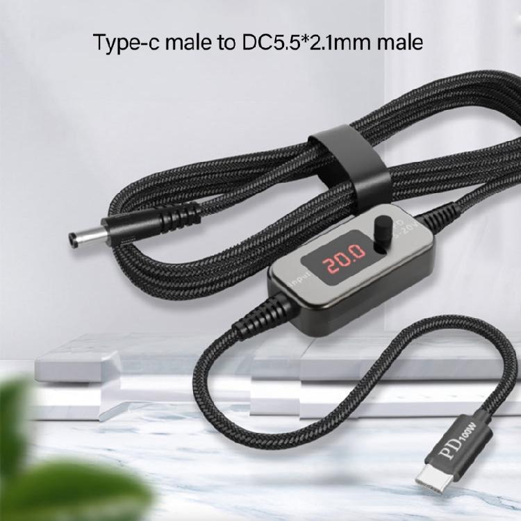 Интеллектуальный дисплей Кабель для зарядки USB C PD100W 5V - 20V Автоматическое переключение напряжений Опция с головкой DC5525