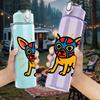 1PC Color Chihuahua Dog Cartoon Bust 750ml Color Plastic Water Bottle Leakproof Flip Straw Lid For Sports Office Home Use