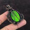 Кулон из зеленого огненного лабрадорита, медная проволочная обертка, драгоценный камень, медные украшения, подвеска ручной работы, подарок на помолвку, изящные проволочные обертки