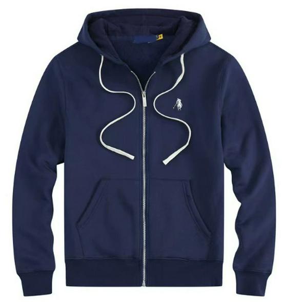 Men's Plush Lined Hooded Sweatshirt, Embroidered Loose Fit, Autumn/Winter Polo Style, Plus Size, RL Design