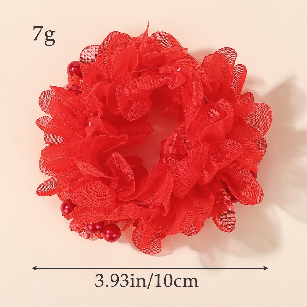 2Pcs Girls Colorful Hair Bands Set Chiffon Flowers Beads Elastic Rubber Band Children Ponytail Holder Kids Hair Accessories Gift