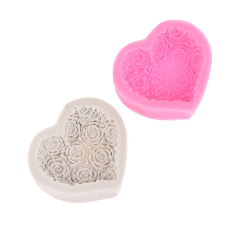 1Pc Heart Rose Flowers Shape Silicone Mould Diy Fondant Chocolate Soap Mold Candle Polymer Clay Molds Crafts Base Tool