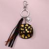 Cute Phone Pendant Fashionable Cow Print Hat Keychain Western Cowboy Hat Shaped Keyring Ornament Bag Charm Decoration