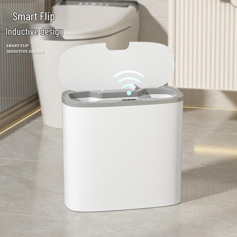 Умное мусорное ведро с датчиком для ванной - Бесшумная откидная крышка с плавным открыванием/закрыванием
