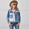 Женская модная повседневная джинсовая куртка в стиле колор-блок, укороченный топ
