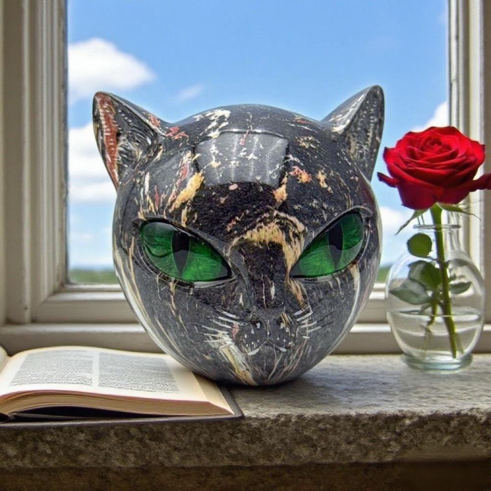 Resin Luxury Black Cat Figurine Hand-Carved Elegant Black Cat Figurine Decorative Statue