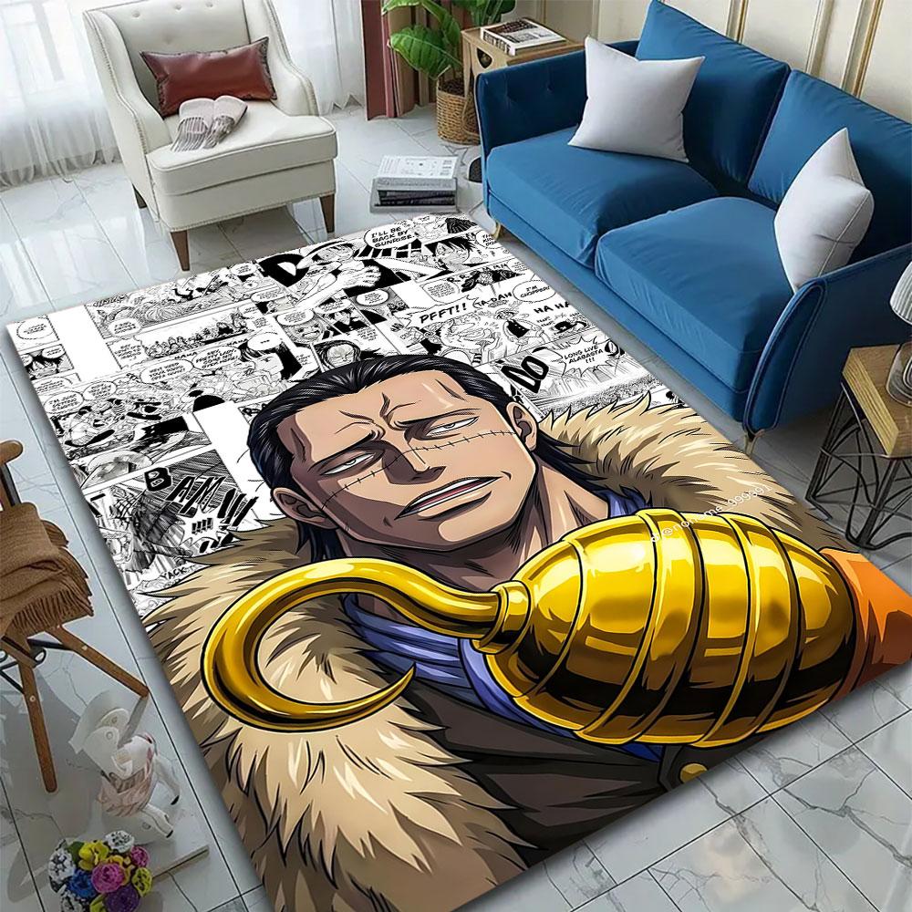 "Hook-Hand Villain on Manga Collage" Patterned carpet, suitable as a non slip play mat for the living room and bedroom sofa