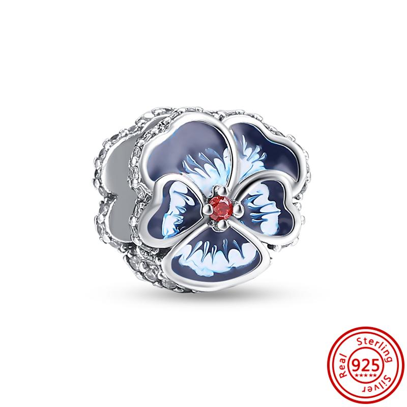 S925 Серебряный Призрак Фиолетовый Сердце Цветок Красный Вишня Синий Хамелеон Бусины Подходит Оригинальный Браслет Подвески Женские Ювелирные Изделия DIY Подарок