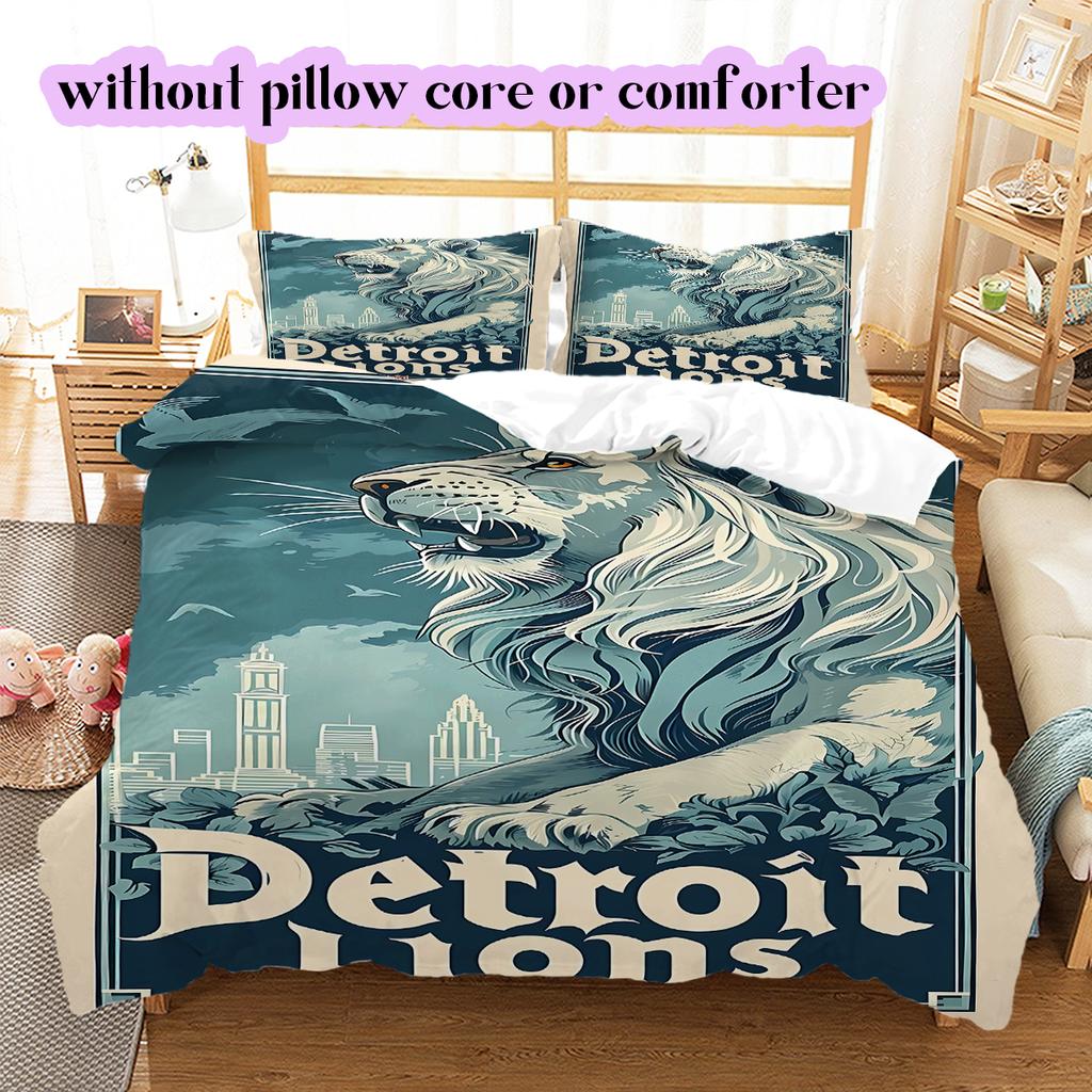 football Logo Pattern Bedding Quilt Set Quilt Cover Pillowcase Home Decoration Birthday Gift (1*duvet cover+ 2*pillowcase, without core)