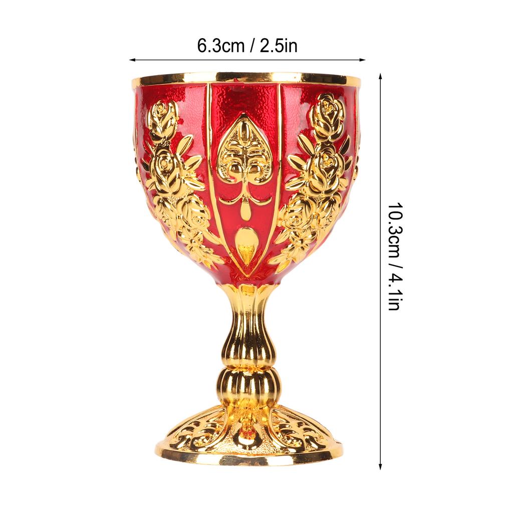 Gold Chalice 4 Inch High Zinc Alloy Retro EmNaBossed Flower Pattern Elegant Pimp Cup for Party Banquet Bar