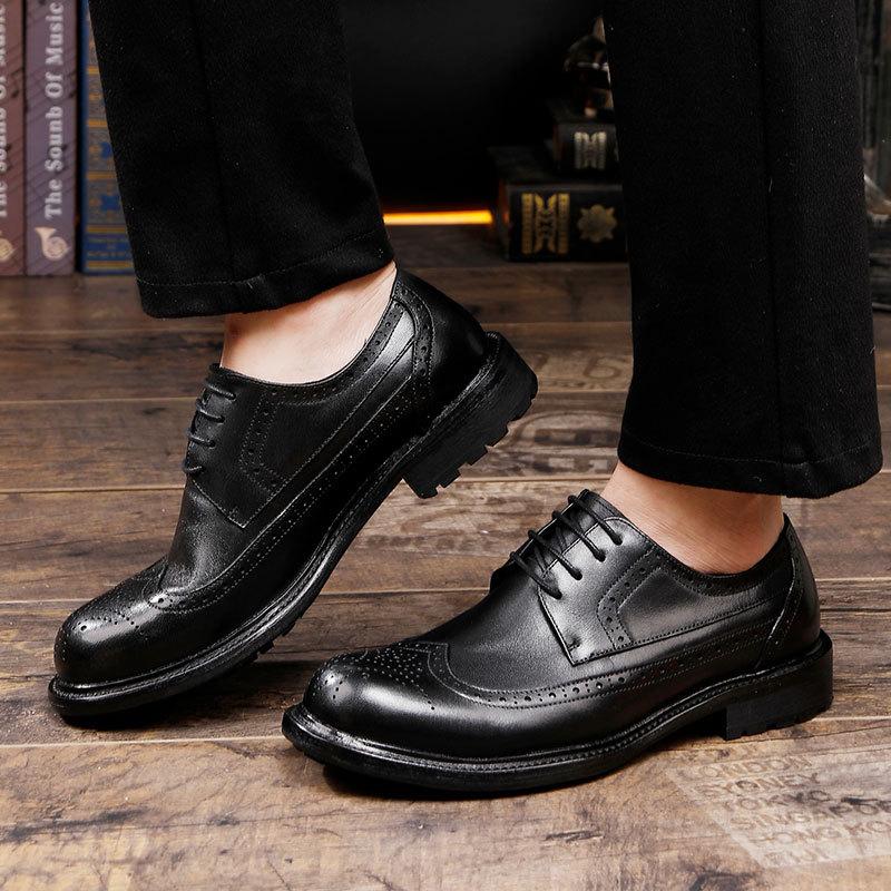 Британские ретро туфли Дерби из коровьей кожи свадебные туфли Tide Brock гравированные деловые повседневные кожаные туфли мужские туфли большого размера Tide