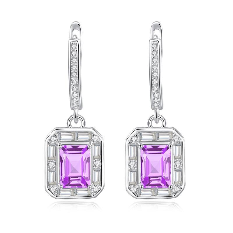 Huikai Jewelry Трансграничный 2025 Новый Натуральный Кристалл Серьга-гвоздик S925 Стерлинговое Серебро Серьги Квадратные Премиум Серьги Женские