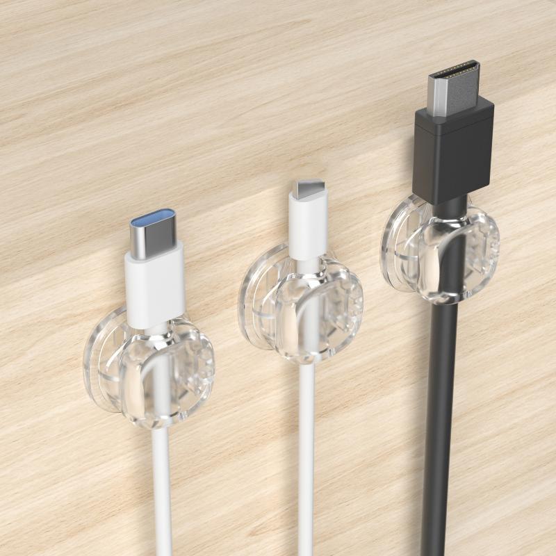 Cable Clips 360° Rotatable Reusable Self Adhesive Wire Organizer for Desktop Car Travel Cord Organization