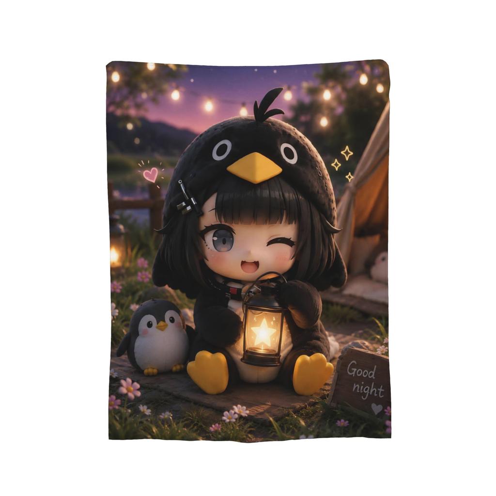 Gugu Gaga Penguin Blanket Cute Flannel Throw Blankets Airplane Travel Portable Soft Warm Bedspread