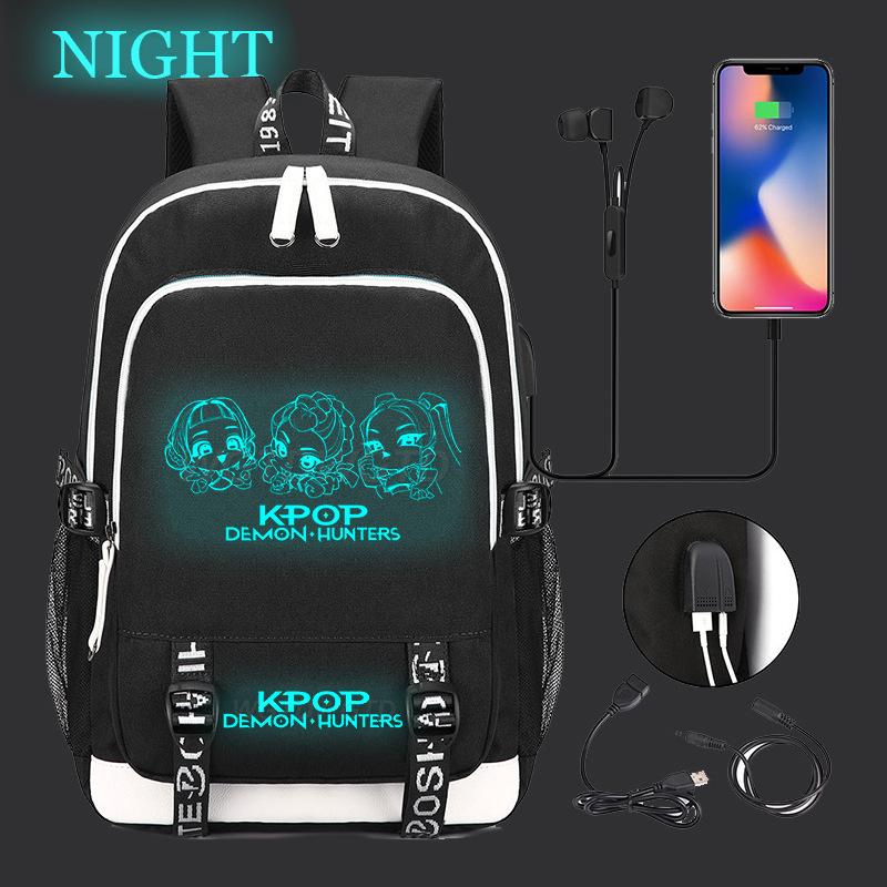 Animation Cartoon Peripheral Casual Luminous Backpack Multi-Function With Usb Schoolbag Large Capacity