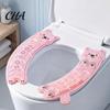 Soft Gel Bathroom Seat Cushion 1 Pair Toilet Cover with Cooling Particles, Cute Cartoon Bear Design, Waterproof Shape Rubber Non-slip Mat, Hook