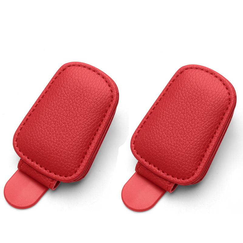2Pcs Sunglasses Holder Is Suitable for Car Sun shades Magnetic Leather Sunglasses Clip and Ticket Clip Car Sunshade Accessories