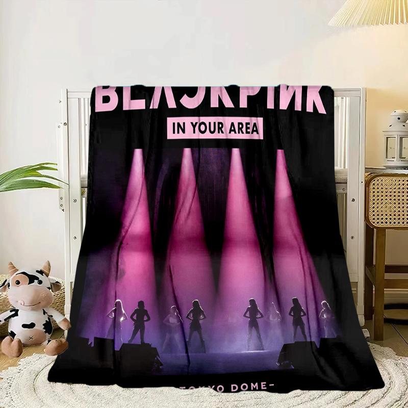 Black And Pink Fashion Blanket Flannel Blanket for bed, sofa, Camping, Hiking, Picnic Essentials, gift for family Fan gifts