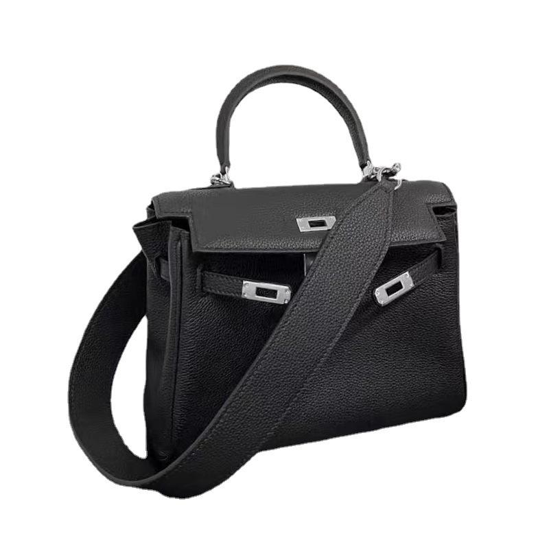 Сумка с серебряной пряжкой и широкими плечевыми ремнями TOGO Head Layer из натуральной кожи с серебряной пряжкой, сетка, красная, актиния, фиолетовая женская сумка