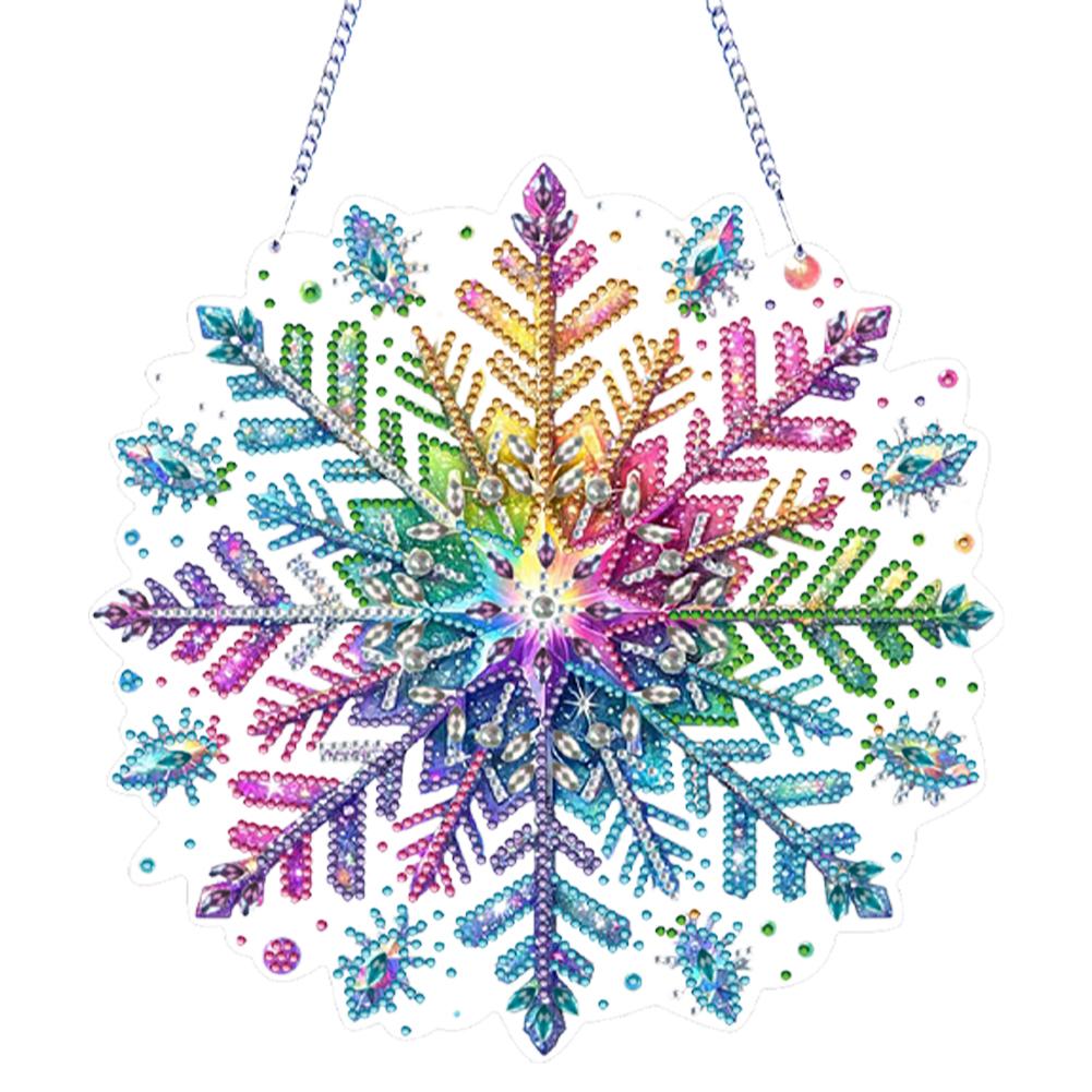Snowflake Theme 2D/Flat DIY Rhinestone Diamond Art Window Pendants Special Shape Diamond Art Pendant Home Wall Decoration Crafts