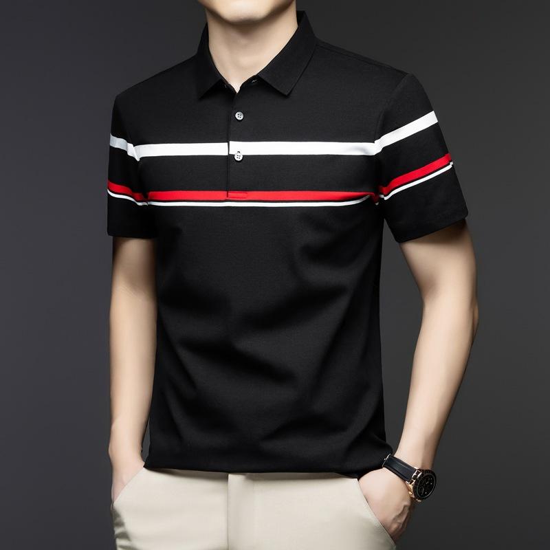 Мужская рубашка поло со средним лацканом, бесшовная, деловая, повседневная, дышащая, не требующая глажки, футболка с короткими рукавами