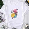 (Asian Size) Fashion Print Flower Floral Trend Cute 90s Graphic Tee Female Casual T Clothing Casual Women's Top Short Sleeve T-shirt