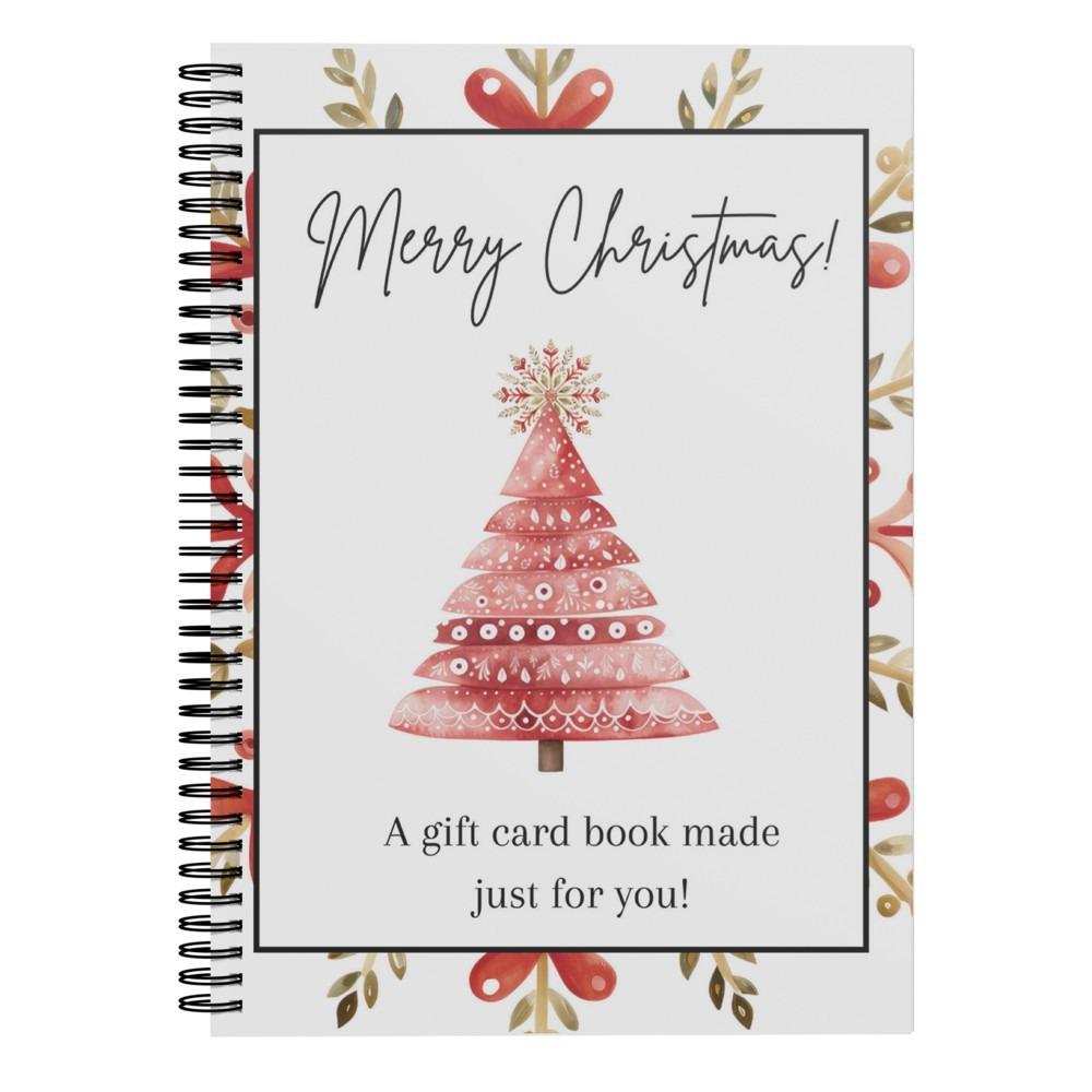 Spiral Bound Christmas Gift Card Book Multi-Page Hard Cover Holiday Gift Card Organizer Watercolor Style Surprises on Every Page