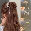 Elegant Women Bowknot U Shape Rhinestone Hairpins Metal Hair Sticks Hairclip Bridal Wedding Banquet Hair Accessories Headwear