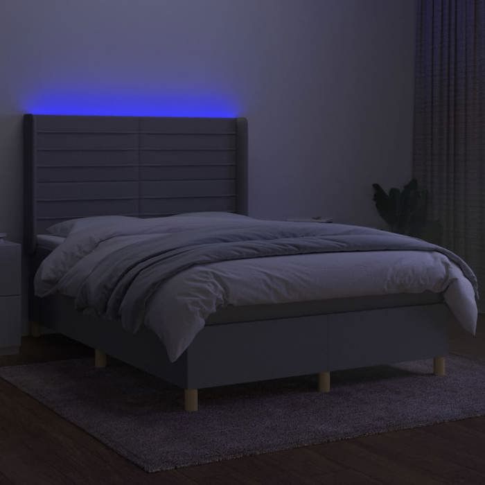 VidaXL Sommier à Lattes de Lit avec Matelas et LED, Lit Rembourré, Lit Double, Lit Adulte de Chambre à Coucher Intérieur, 3138957