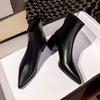 Pointed Thin Boots Women's Thick Heel Spring and Autumn Single Boots 2024 New Fashion Boots Soft Leather Thin Medium Tube Women's Short Boots