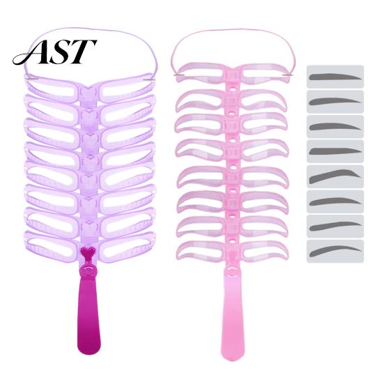 Eyebrow Stencil with Handle 1/2 Sets Kit, 8 Shape Brow Template & Headband Headband, Reusable Shaping Drawing Guide Tools for Women Beginner Non Slip