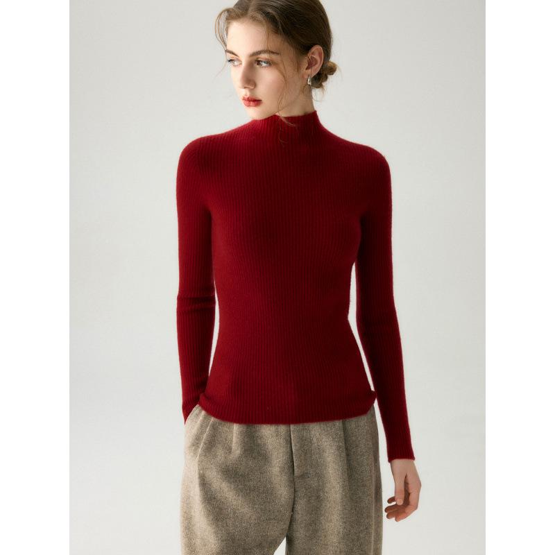 Women's Cashmere High Neck Slim Fit Sweater - Warm, Soft, Versatile, Solid Color for Autumn/Winter