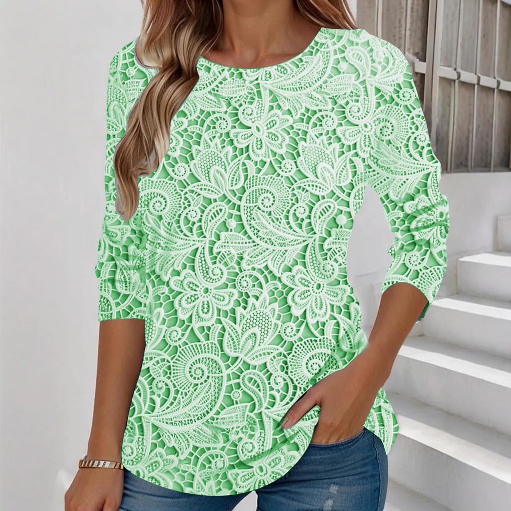 Новая осенне-зимняя коллекция женской одежды с длинным рукавом и элегантными стильными принтами с круглым вырезом