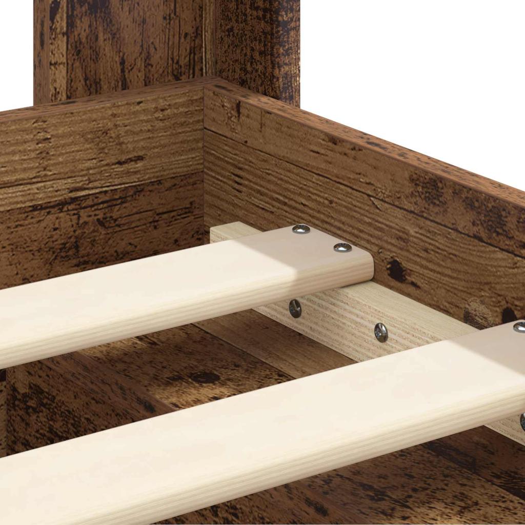 Bed Frame with Storage Space and Headboard Rustic Wood Finish 100 x 200 cm