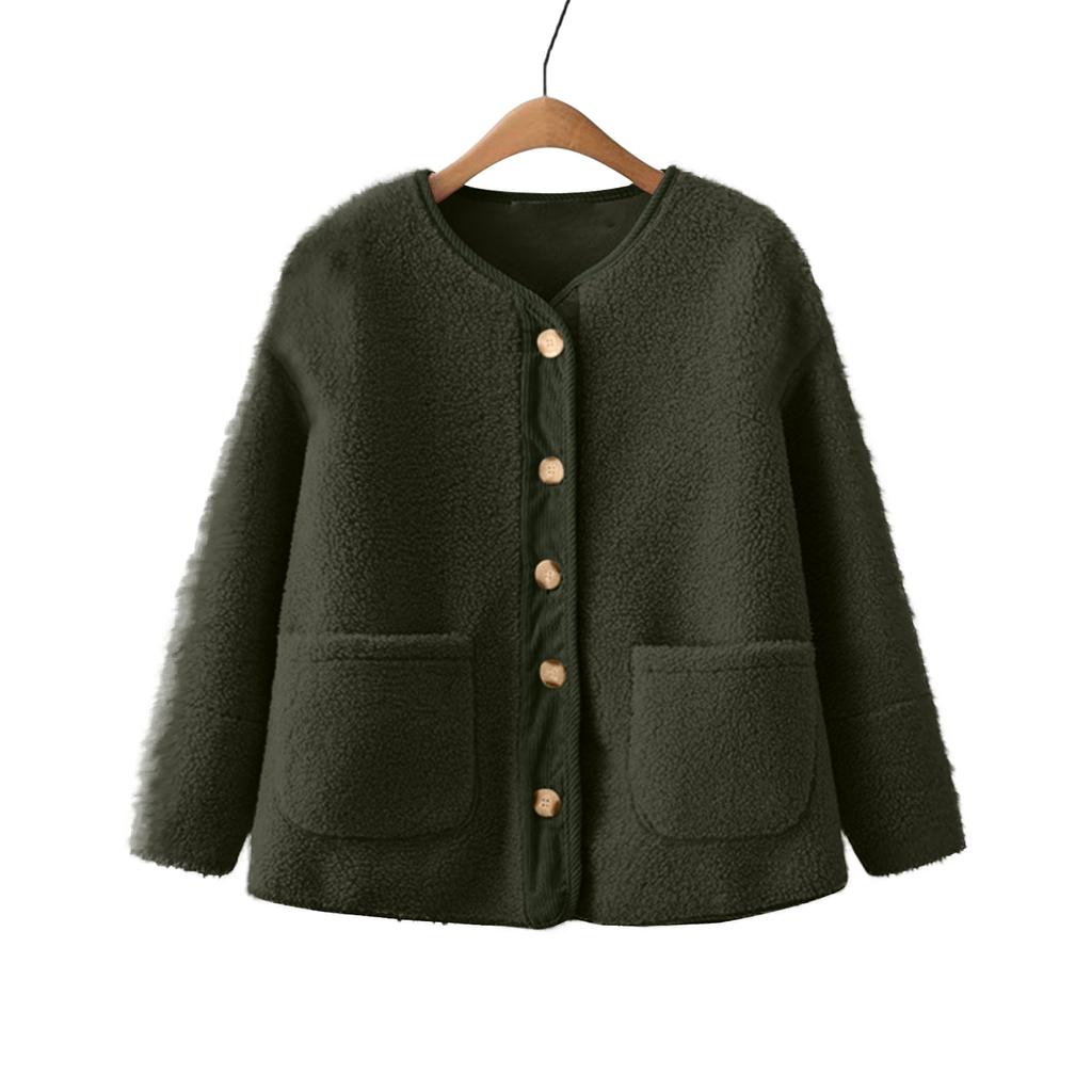 Women's Warm Winter Coats Casual Long Sleeve Button Up Fuzzy Fleece Jackets Outerwear