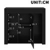 Modern Black Sideboard with High-Gloss Front – Storage with Glass Shelves and Cabinet Door for Living Room, Dining Room or Kitchen – 95x35x83 cm
