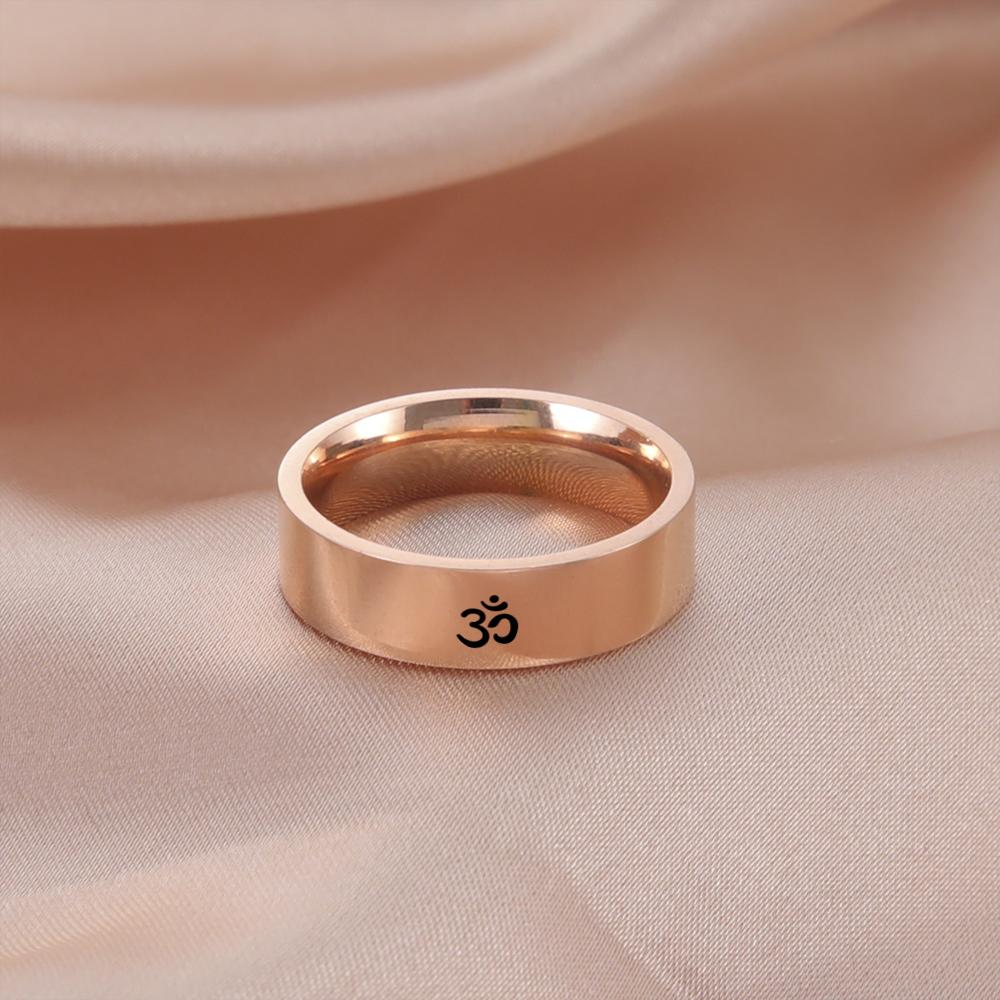 Stainless Steel Hinduism Yoga Rings for Men Women Indian Yoga Om Finger Ring Jewelry Birthday Gifts