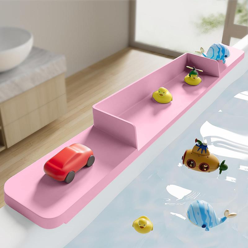 Splash Guard For Bathtub, Silicone Bath Tub Splash Guard For Kids, Bath Play Toy Holder Storage For Toddlers Baby