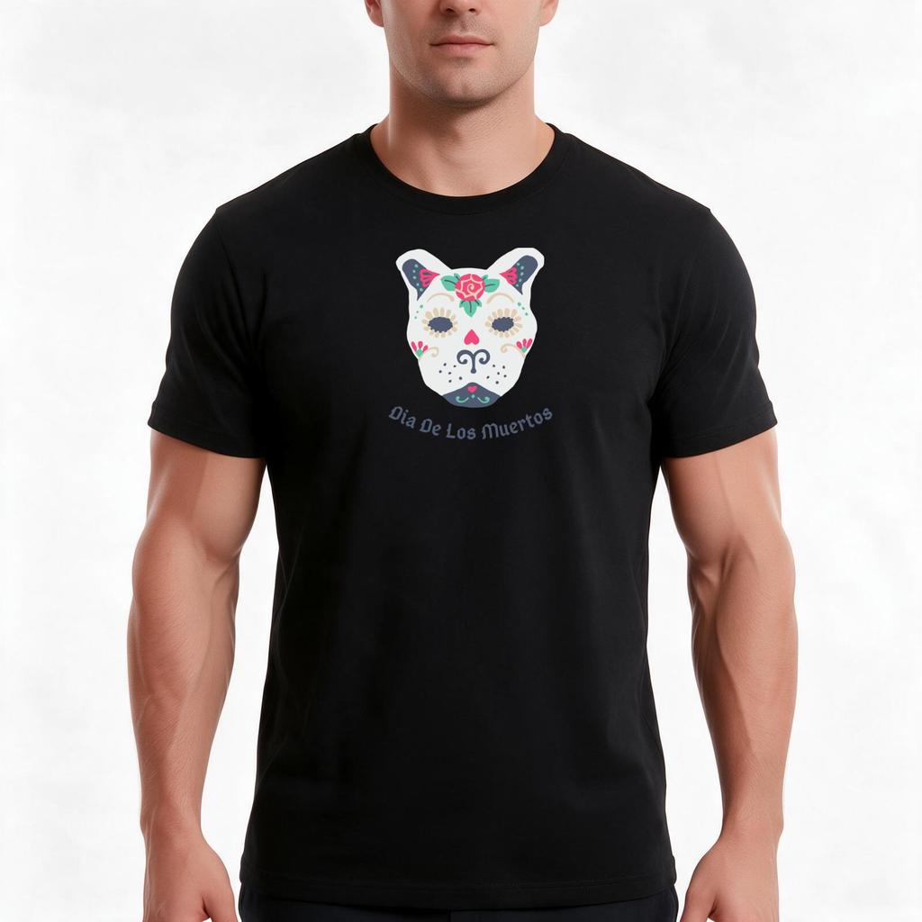 Sugar Skull Pit Bull Tshirt Summer Casual Cotton Tee Oversized Streetwear Tops Vintage Graphic Print Loose Fit Short Sleeve