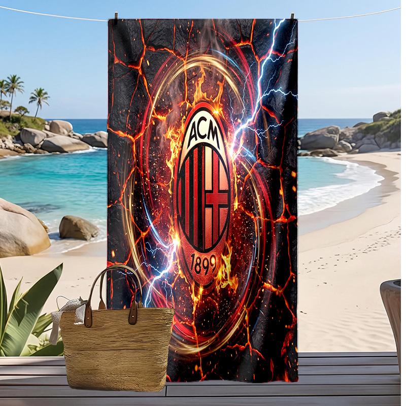 Пляжное полотенце с принтом AC Milan, быстросохнущее, мягкое, портативное, большое, прямоугольное, пляжное покрывало для путешествий, бассейна