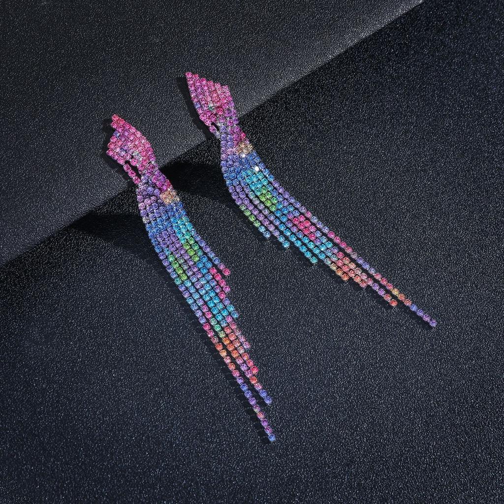 Модные высококачественные длинные серьги со стразами, простые модные разноцветные серьги с кисточками из бриллиантов, темпераментные серьги