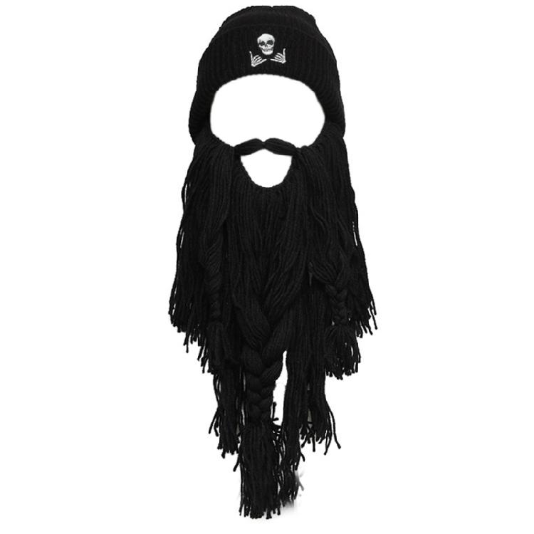 Thick Knit Beard Hat for Teen Handmade Funny Carnival Theater Performances Hat
